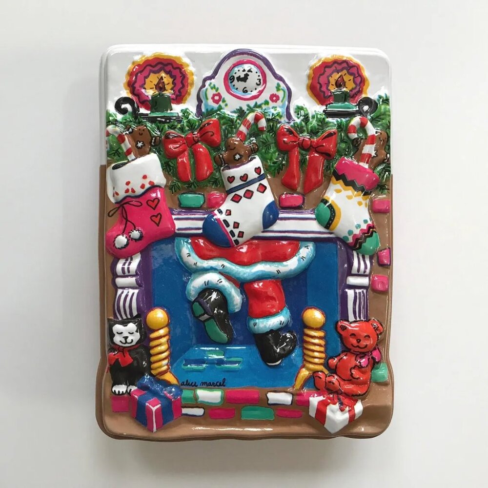 1980s Ullman Alice Marcel Christmas Xmas Holiday Storage Box Plastic Made in USA